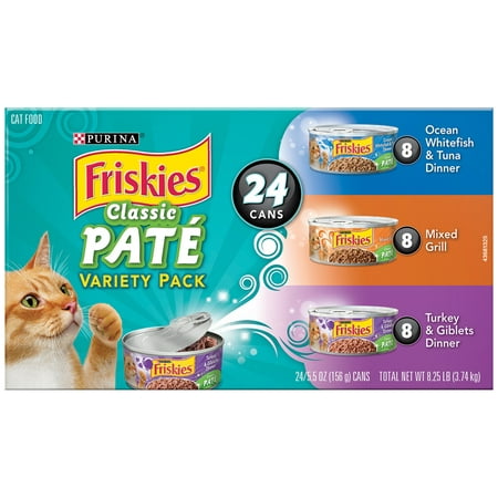 Purina Friskies Classic Pate Adult Wet Cat Food Variety Pack, (24) 5.5-oz Cans