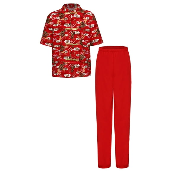Haitryli Boys Chorus Costume Traditional Chinese Martial Arts Set Kung Fu Uniform for Performance Red-D 130