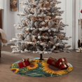 thumbnail image 4 of Xecao Sunlit Sunflower Field Pattern Christmas Tree Skirt Round Xmas Tree Mat Base Cover for Holiday Home Decorations-36", 4 of 6