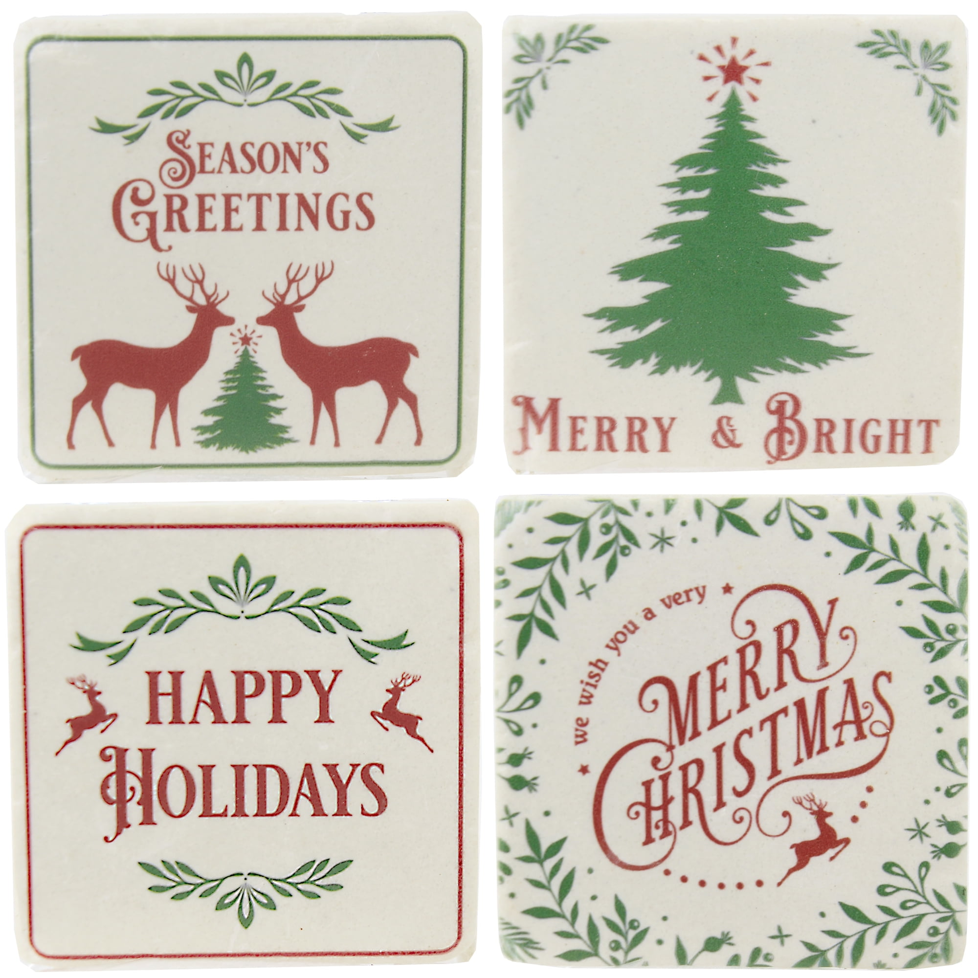 Handmade Gift Set Hostess Gift Set of 4 Fabric Coasters Coasters- Christmas FREE Shipping in USa PINE TREES