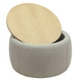 thumbnail image 4 of Round Storage Ottoman, Upholstered Coffee Table with Wooden Lid, 2 in 1 Function End Table Footstool for Living Room Office, Work as Side Table & Ottoman & Seat, Gray, 25.5''x25.5''x14.5'', 4 of 7