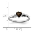thumbnail image 5 of 925 Sterling Silver Rhodium Smoky Quartz Diamond Ring Size 9, 5 of 5