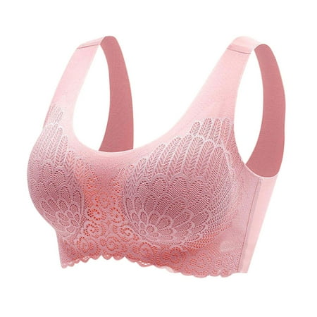 Eashery Minimizer Bras for Women Women s Wireless Plus Size Bra Cotton Support Comfort Unlined Sleep Pink 3X-Large