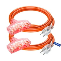 Extension Cord 6 ft, (2 Pack) Extension Cord with Multiple Outlets, SJTW 14 Gauge (Orange) ETL Listed