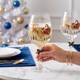 thumbnail image 6 of Christmas Wine Glasses Set of 4, Hand‑Blown Lead‑Free Crystal Stemmed Goblets, Festive Holiday Stemware with Decorative Rim, for Red & White Wine, Winter Tabletop Decor(C), 6 of 6