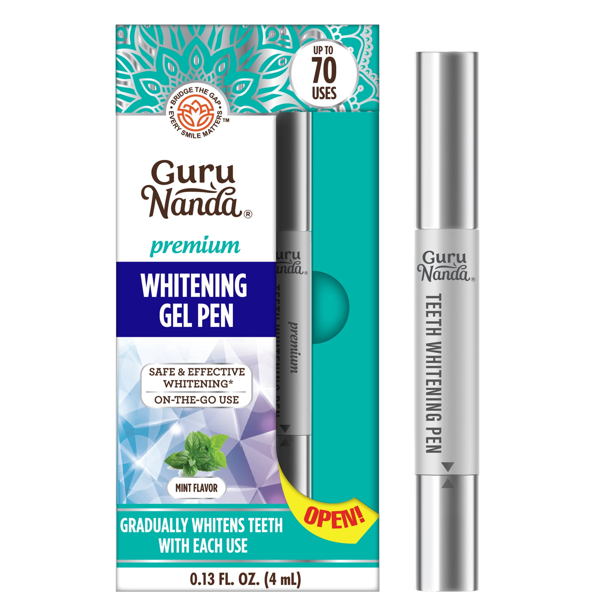 GuruNanda Premium Mint Flavor Whitening Gel Pen, 70 Uses, 4 mL