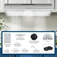 thumbnail image 3 of Juiluna Range Hood 30 Inch Under Cabinet, Stainless Steel Stove Vent Hood, 200CFM, 3-Speed Exhaust Fan, Button Controls, LED Lights, Reusable Baffle Filters, Silver, 3 of 7