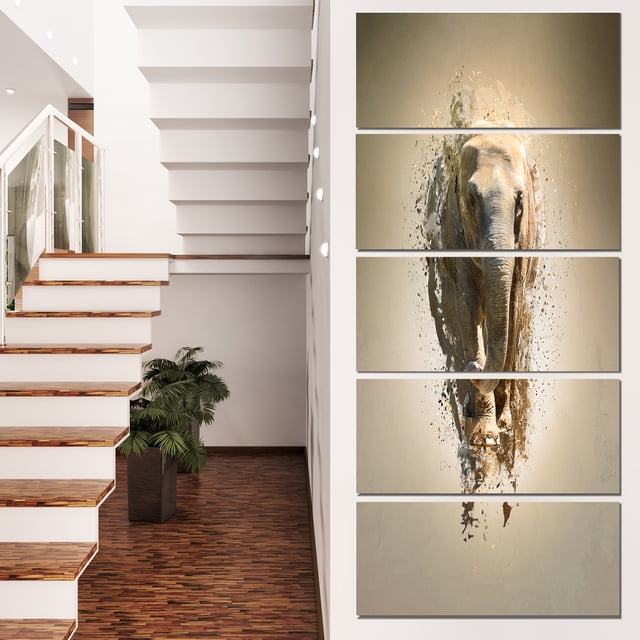 Mammoth Elephant Walking - Animal Canvas Wall Art