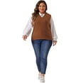 thumbnail image 3 of DARING DIVA Women's Plus Size V Neck Knit Sweater Vest 2X Brown, 3 of 6