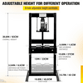 thumbnail image 3 of 12-Ton Hydraulic Shop Press with Press Plates, H-Frame Garage Benchtop Press with Adjustable Working Table, Red, 3 of 7