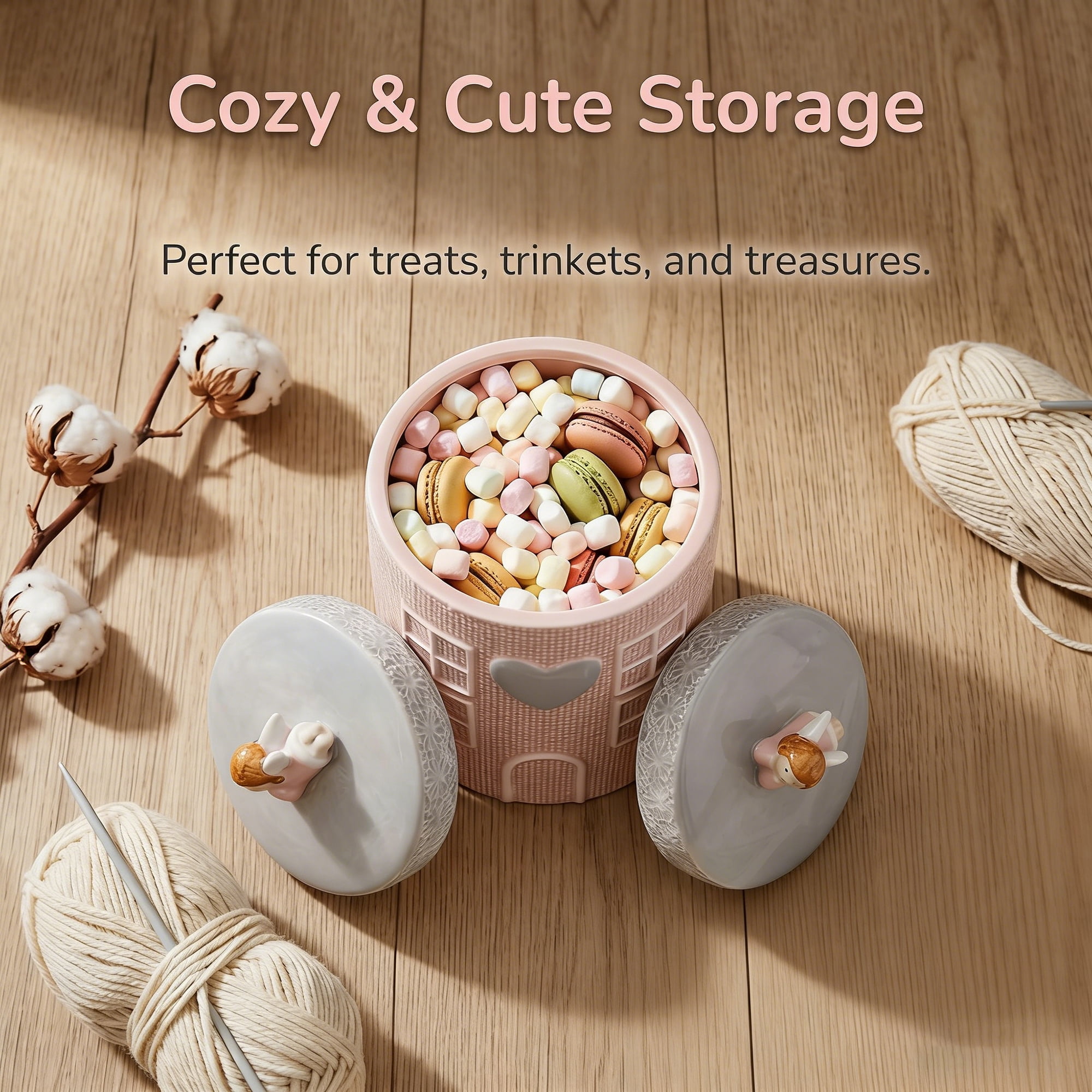 Unique Bargains Embossed Canister Set Ceramic Jar with Airtight Lid for Kitchen Pink