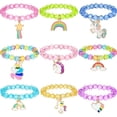 thumbnail image 1 of Paquete de 9 pulseras coloridas de unicornio, pulseras de unicornio para niñas, pulsera de cuentas de unicornio arcoíris para regalos de fiesta de cumpleaños, 1 of 6