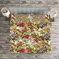thumbnail image 3 of Ambesonne Rowan Quilted Bedspread Set 3 Pcs, Flower Berries Rustic Art, Queen Size, Multicolor, 3 of 3