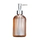 thumbnail image 1 of Elegante dispensador de jabón con rayas verticales galvanizadas, de color naranja transparente y rellenable para uso en baños y cocinas, 1 of 5