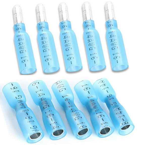 16-14AWG Blue Heat Shrink Bullet Wire Connectors Female Male Terminals  50pcs