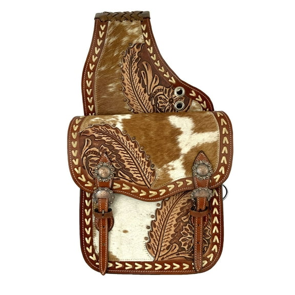 Showman Floral Frontier Saddle Bag w/ Cowhide Overlay