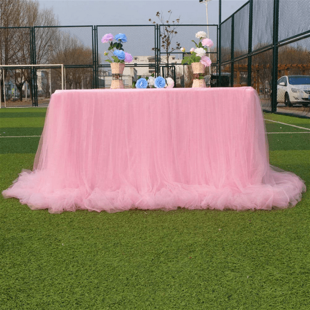 Tulle Table Skirt, Table Clothes for 6*2.5 Foot Rectangle Tables, Tight