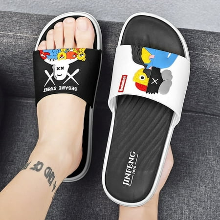 

Summer men‘s sports sandals fashion trend Sesame Street mandarin duck one-word Slipper indoor and outdoor wear casual non-slip slippers