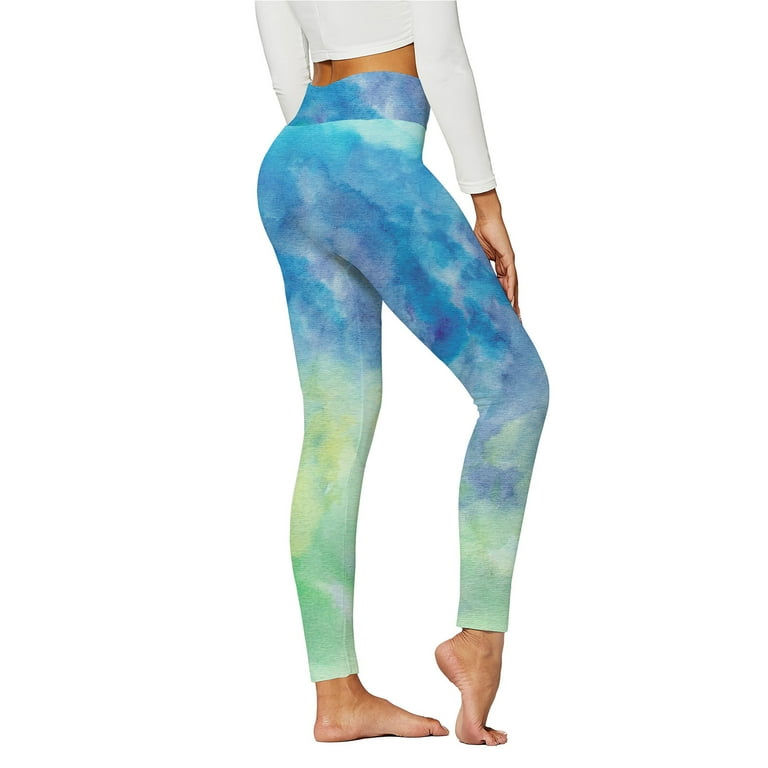 HAPIMO Discount Women's Tie Dye Yoga Pants High Waist Slimming Hip Lift  Tights Stretch Athletic Tummy Control Workout Pants Running Yoga Leggings  for Women Blue M 
