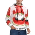 thumbnail image 2 of Uemuo Watermelon Gnome Pattern Men's Hoodie - Casual Pullover Hoodie with Kangaroo Pocket, Stylish Hooded Sweatshirt for Everyday Wear-Large, 2 of 7