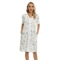 thumbnail image 6 of EFINNY Women Floral Short Sleeve Pajamas Robes Thin Lightweight Homewear Sleepwear with Pockets S-2XL, 6 of 8