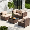 thumbnail image 3 of Poteban Patio Furniture Sets, Modular Rattan Outdoor Patio Sectional Furniture Sofa Set, Wicker Patio Conversation Set for Backyard,5PCS, 3 of 8