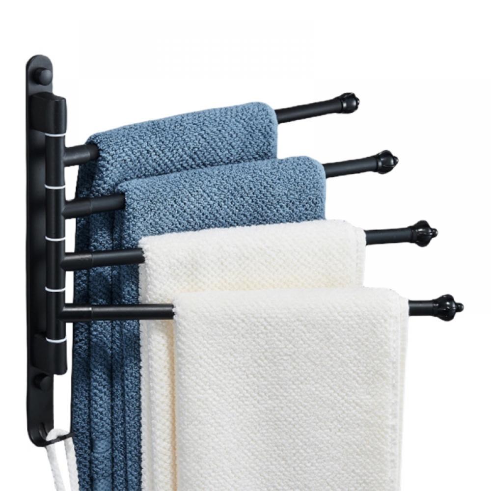 Topumt Towel Rack for Bathroom 4 Arm Black Wall Mounted Towel Bar Outdoor Towel Rack for Hot Tub Pool