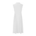 thumbnail image 6 of Linen Cotton Summer Dresses for Women 2025 Sleeveless V Neck Lapel Collared Tshirt Dresses Full Button Down Flowy Modest Long Dresses White S, 6 of 6