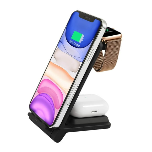 Car Phone Holders with Wireless Charging, Charging Stand Dock Station Wireless Charger 3 in 1, Fast Charging Station for Watch for Phone for Headset
