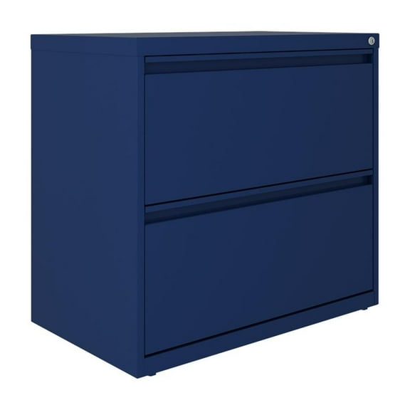 Maklaine 30 inch W 2 Drawer Metal Lateral 101 Filing Cabinet Navy