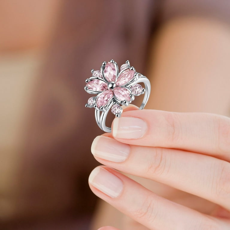 Buy Woman'S Silver Ring,Beauty Top Women Full Diamond Filed Red Flowers  Wedding Engagement Floral Ring Simple Fashion Shiny Jewelry Lovers Ring  Christmas Valentine'S Daily Life, Wedding (A, L 1/2) Online at  desertcartCyprus