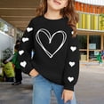 thumbnail image 4 of GiLiling Girls Preppy Heart Sweatshirt, Oversized Pullover Sweatshirt, Kids Fall Winter Long Sleeve Cute Trendy Hoodie with Pocket (Black, 5-6 Years), 4 of 7