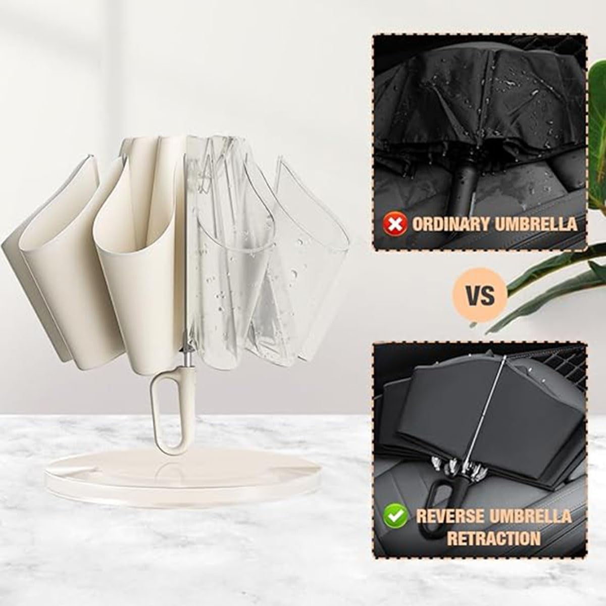 2024 New Ring Buckle Umbrella,Reflective Safety Strip,Sturdy Windproof,Travel Portable Windproof Umbrella,Reverse Automatic Umbrella for Rain & Sun