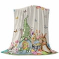 thumbnail image 6 of Easter Gnomes Blanket Soft Cozy Warm Throw Blanket for Couch, Plush Fuzzy Flannel Fleece Blankets for Sofa, Spring Watercolor Bunny Tulip Flower Beige Bed Blankets Lightweight Gifts for Men, 50"x80", 6 of 9