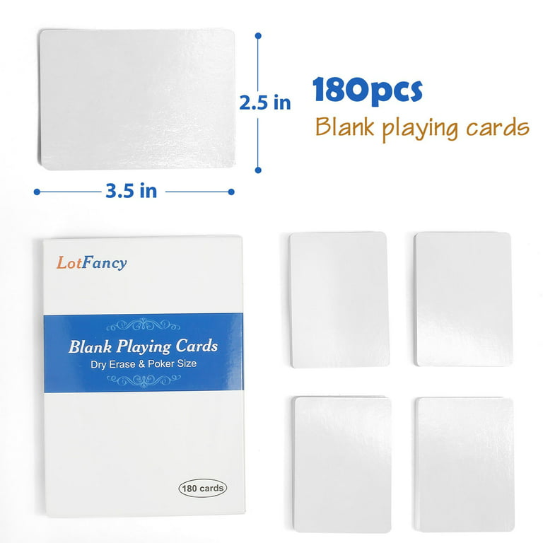 LotFancy Blank Playing Cards, 180Pcs, Dry Erase, Reusable Flash Cards 