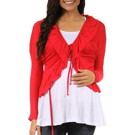 Women's Long Sleeve Maternity Plus Tie Front Jacket