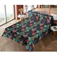 thumbnail image 4 of Ambesonne Tropical Fitted & Flat Sheet with Shams 4 Pcs Set, Exotic Watercolor Flowers, King, Pale Fuchsia Sea Green, 4 of 5