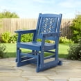 thumbnail image 3 of Ktaxon Patio Glider Chair, Floral Backrest, Side Cup Holder, Fir Wood, 28in, Blue, 3 of 9
