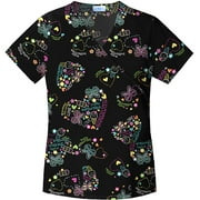 SUMMER FUN Print Mock Wrap Scrub Top