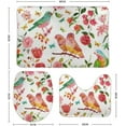 thumbnail image 2 of SKYSONIC Non-Slip 3 Piece Bathroom Rug Set Vintage Watercolor Flowers Birds and Butterflies Soft Contour Rug + Toilet Lid Cover + Bath Mat for Bathroom Decor, 2 of 6