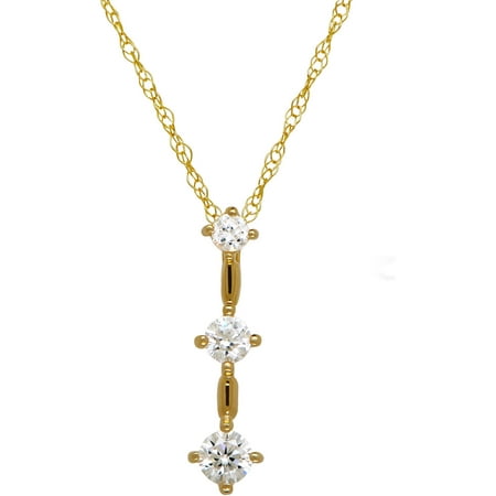 Believe by Brilliance CZ 10kt Yellow Gold 3-Stone Pendant, 18