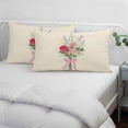 thumbnail image 4 of Pastoral Flowers Throw Pillow Covers, Spring Red Pink Floral Leaves Botanical Soft Breathable Pillow Cases with Invisible Zipper, Toddler Pillowcases for Couch Bed Sofa Chair 12x20 Inches, 4 of 9