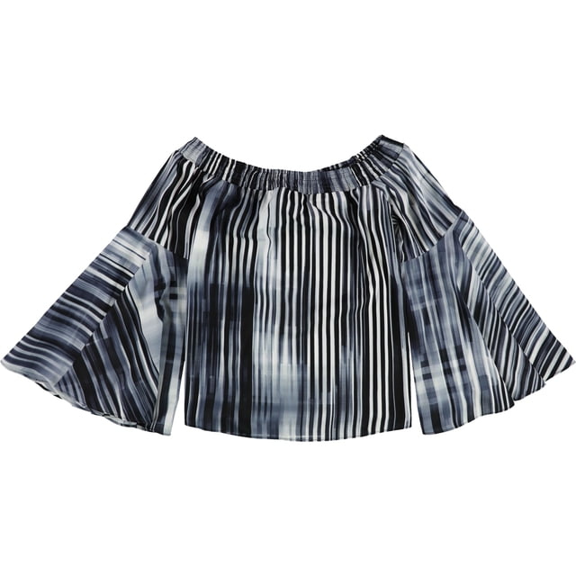 bar III Blusa de punto estampada para mujer, azul, pequeña