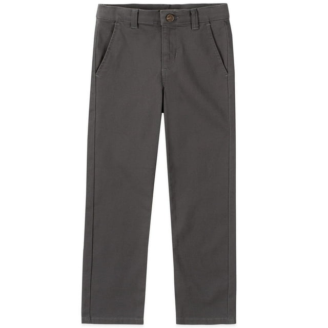 Pantalones IZOD, uniforme escolar de sarga con parte delantera plana para niños, gris, 16H