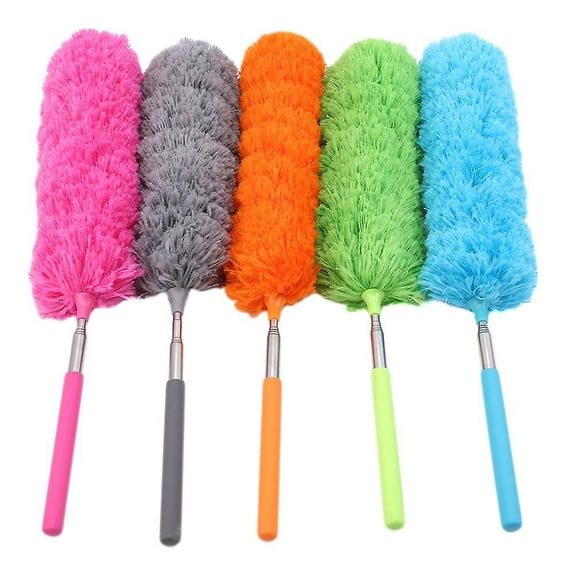 5pcs Extendable Duster, Microfiber Cloth, Cleaning Brush, Washable Adjustable Extendable With Telescopic Bar For Windows Furniture Cars - Colorful