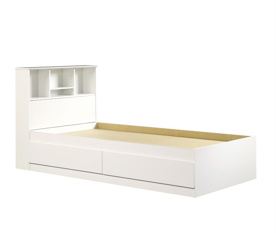 Your Zone Storage Bed with Bookcase Headboard, Twin, White Finish