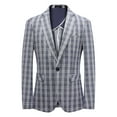 thumbnail image 4 of Cloudstyle Men's Lightweight Checkered Blazer - Notch Lapel Single Button Slim Fit Suit Jacket, Center Vent for Spring/Summer/Fall, 4 of 11
