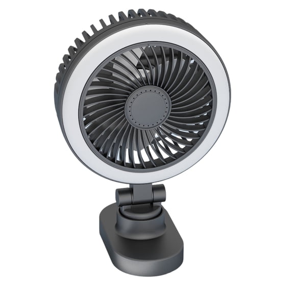 5inch Clip on Fan 2000mAh Battery Operated Fan With LED Light Rechargeable Camping Fan 3 Speed Desktop Quiet Fan