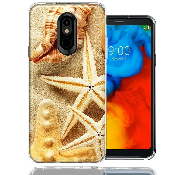 MUNDAZE For LG K40/Harmony 3 Sand Shells Starfish Design Double Layer Phone Case Cover