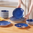 thumbnail image 6 of MALACASA 12 Pieces Dinnerware Sets, Porcelain Plates and Bowls Set for 4, Blue and White Porcelain Dish Set, Diamond Flame pattern, 6 of 11